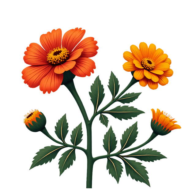 Free transparent PNG: Chrysanthemum and Marigold Flowers PNG Clipart  Perfect for Garden Design, Crafts  Decor