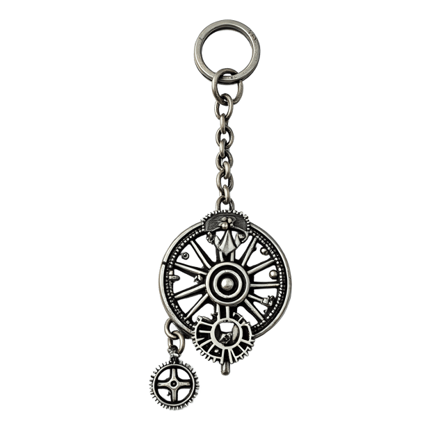 Free transparent PNG: Silver Steampunk Keychain with Gears and Charm