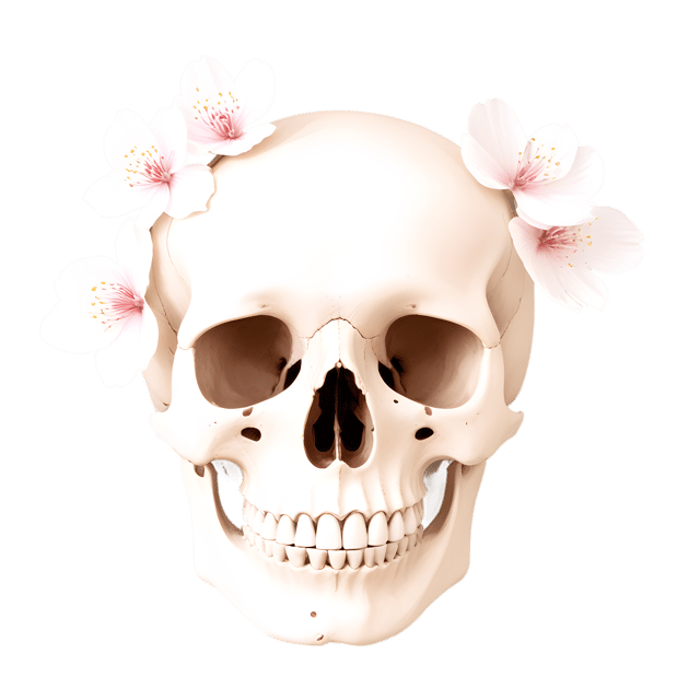 Free transparent PNG: Bones and Blossoms Serene PNG Illustration for Decorative and Artistic Use