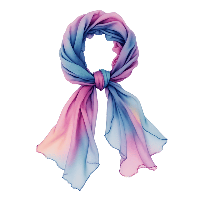 Free transparent PNG: Hand-Dyed Silk Scarf with Flowing Patterns and Soft Pastel Colors
