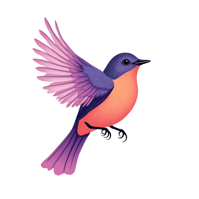 Free transparent PNG: Lavender Oriole Bird Illustration with Pink Accents and Flowing Plumage