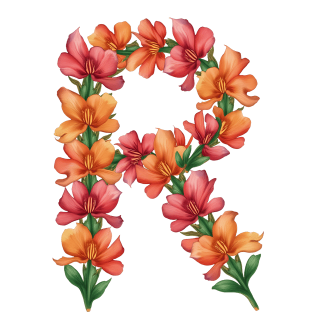 Free transparent PNG: Vibrant Sleek Snapdragon 'R' PNG Design for Modern and Sophisticated Floral Imagery