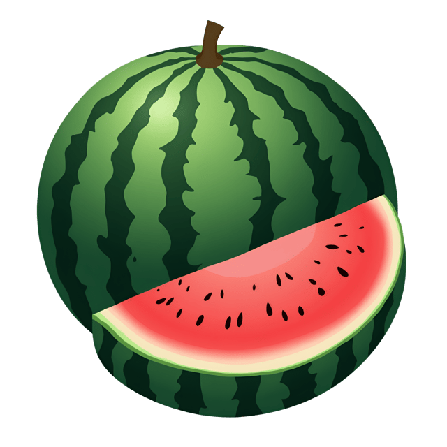 Free transparent PNG: Round Juicy Watermelon Illustration with Dark Green Stripes and Sweet Aroma for Fresh Produce Clipart