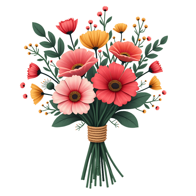 Free transparent PNG: Wild Bloom Bouquet  Floral Clipart with Braided Twine, free downloadable png