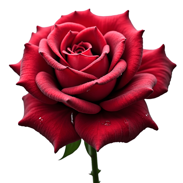 Free transparent PNG: Deep Crimson Rose Illustration with Dewy Droplets - Beautiful Clipart for Floral Design