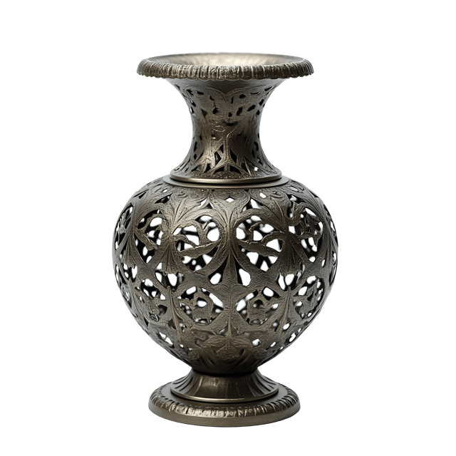 Free transparent PNG: Delicate Metal Filigree Vase with Transparent Background