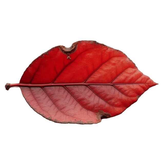 Free transparent PNG: Dusty Red Leaf Realistic Illustration on White Background