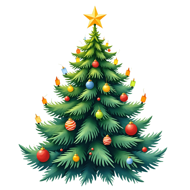 Free transparent PNG: Colorful Christmas Tree with Lights and Ornaments PNG