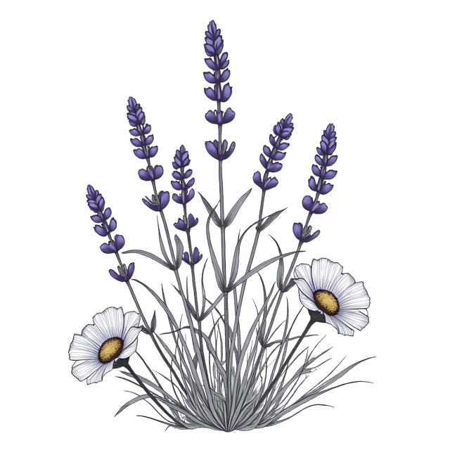 Free transparent PNG: Lavender and Chamomile Flowers PNG  Perfect for Herbal Projects, Decor  Crafts