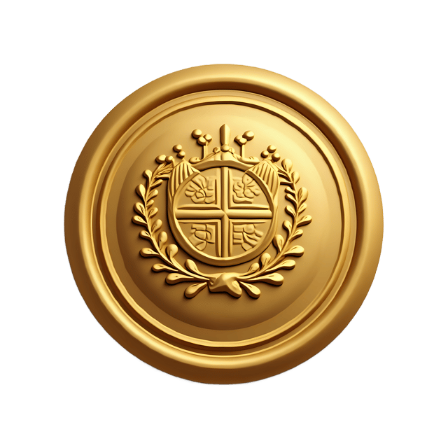 Free transparent PNG: Gold Button with Embossed Crest Design  Free PNG Download