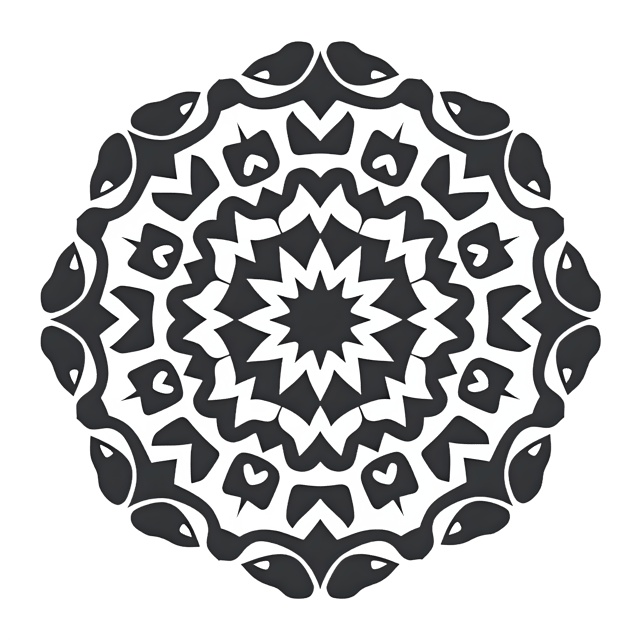 Free transparent PNG: Symmetrical Geometric Mandala with Repeating Triangular Shapes for Artistic and Decorative Use