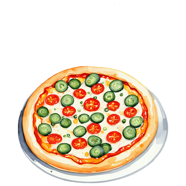 Free transparent PNG: Vegetable Watercolor Pizza – Transparent Background Illustration