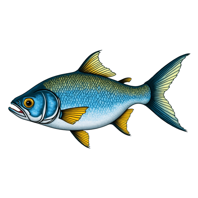Free transparent PNG: Stunning Chromate Fish with Shimmering Blue and Yellow Scales