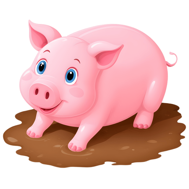 Free transparent PNG: Transparent Pink Pig Rolling in Mud PNG for Nursery and Craft Projects