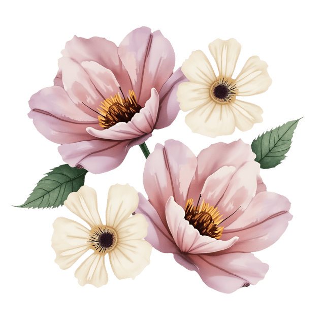 Free transparent PNG: Dusty Mauve Roses with Ivory Anemones  Flower Clipart, free download png