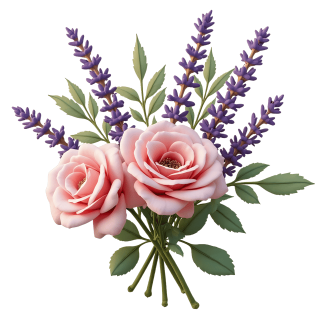 Free transparent PNG: Rose and Lavender Flowers PNG  Elegant Blooms for Floral Design  Decor