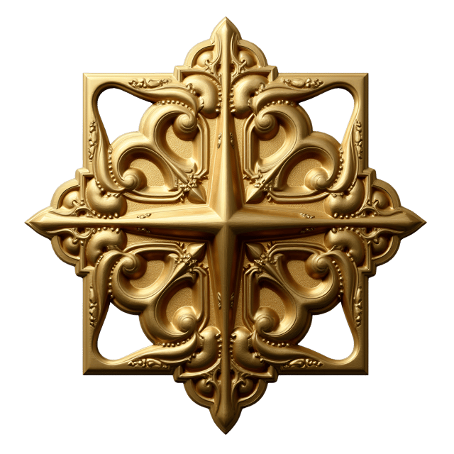 Free transparent PNG: Gilded Brass Symmetrical Geometric Shape Art for Decorative and Craft Uses