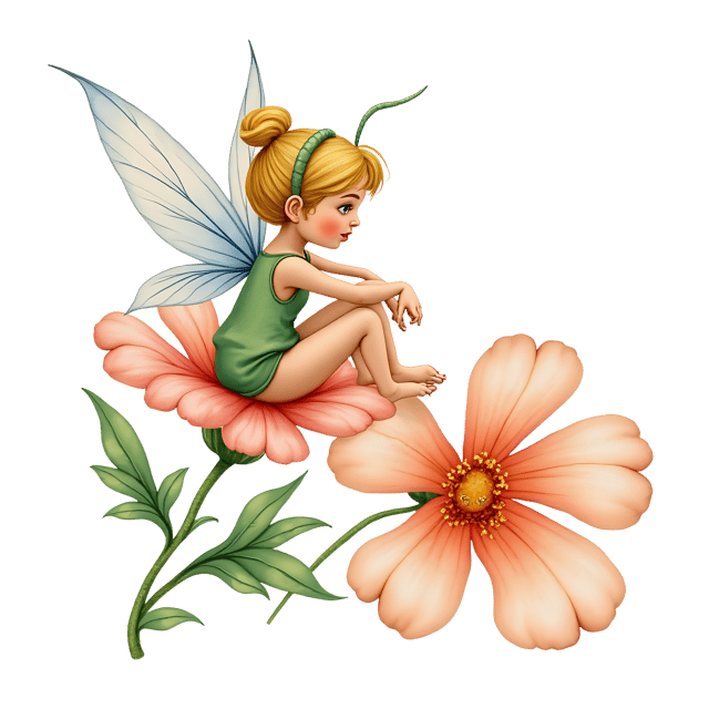 Free transparent PNG: Fairy on Flower Petal Transparent Background PNG for Fairy Art and Decor