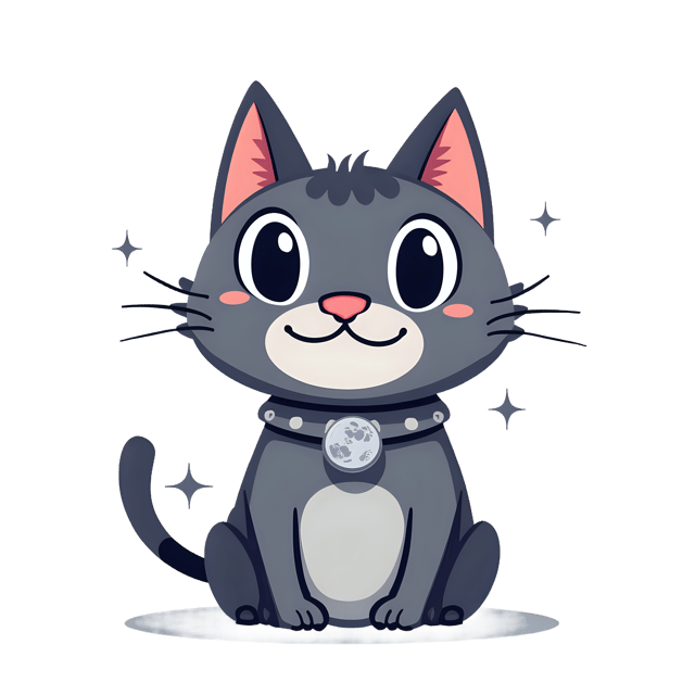 Free transparent PNG: Cat with Silver Moon Collar  Animal Clipart, free transparent png download