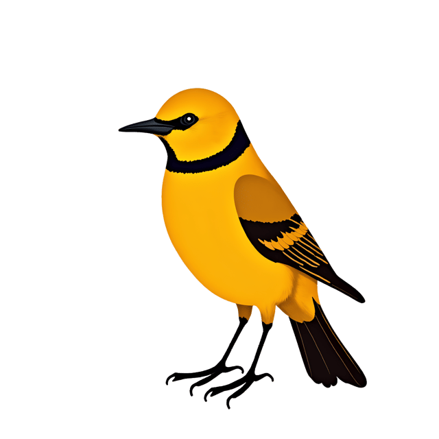 Free transparent PNG: Amber Songbird with Golden-Yellow Feathers and Black Necklace PNG Clipart for Bird Illustration and Decor