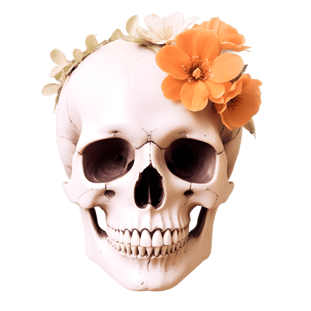 Free transparent PNG: Skull with Blooming Flowers PNG Transparent Background