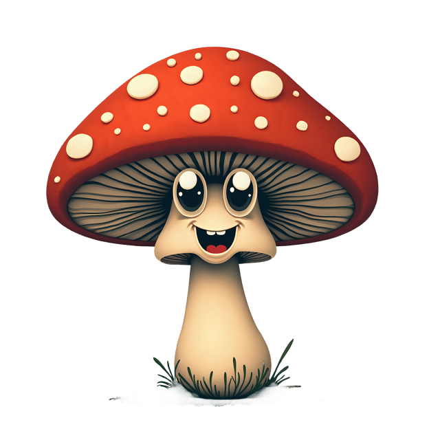 Free transparent PNG: Cheerful Mushroom PNG with Transparent Background for Art and Crafts
