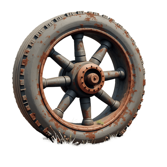 Free transparent PNG: Old Mining Cart Wheel with Grime  Rustic Clipart, free downloadable png