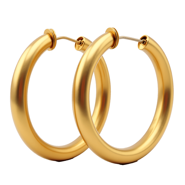 Free transparent PNG: Gold Hoop Earrings Illustration with Realistic Design on White Background
