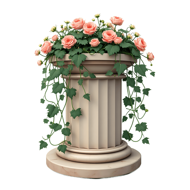 Free transparent PNG: Floral Marble Pedestal with Ivy Design PNG Clipart  Perfect for Home Decor  Crafting