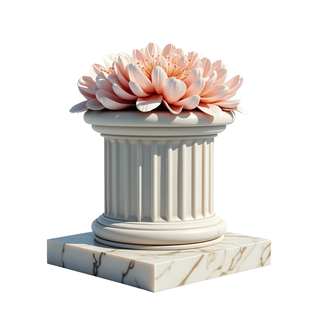 Free transparent PNG: Floral Marble Pedestal with Peony Relief  Free Downloadable PNG