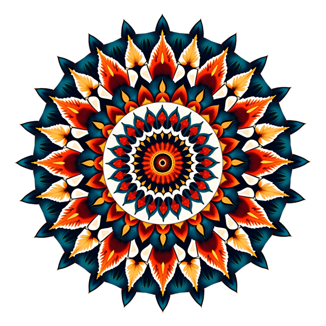 Free transparent PNG: Symmetrical Mandala with Floral Motifs on White Background