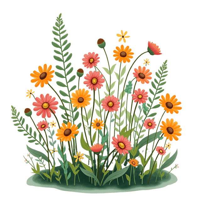 Free transparent PNG: Colorful Wildflowers Cluster Watercolor Illustration
