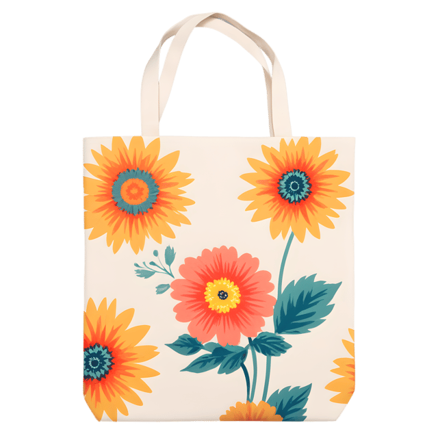 Free transparent PNG: Flower Tote Bag PNG with Transparent Background for Design and Craft Projects