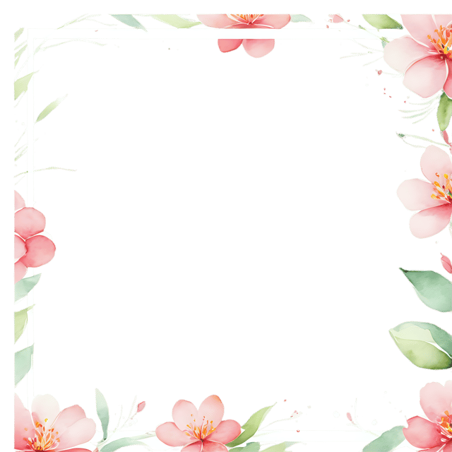 Free transparent PNG: Watercolor Blossom Edge Frame PNG – Transparent Background Illustration