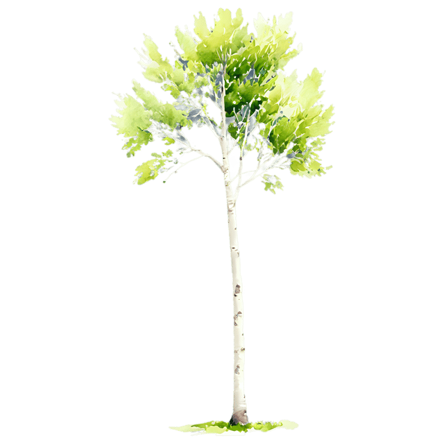 Free transparent PNG: Poplar Tree Watercolor Illustration – Transparent PNG for Nature-Inspired Designs