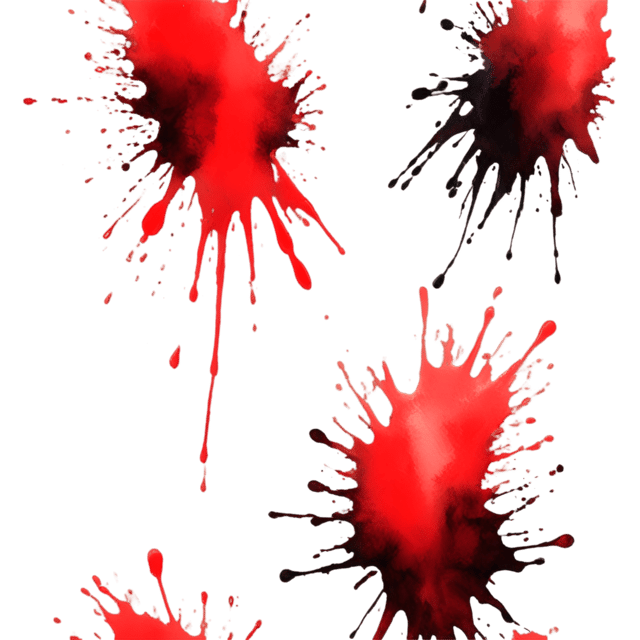 Free transparent PNG: Abstract Red and Black Splatter Art on Transparent Background