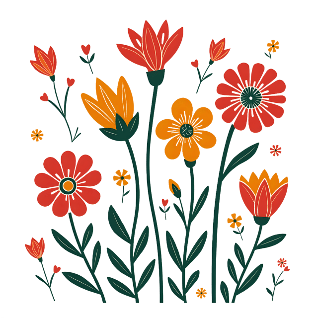 Free transparent PNG: Playful Quirky Flower Designs with Transparent Background