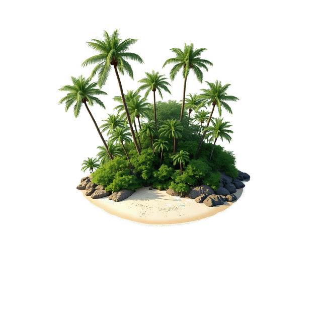 Free transparent PNG: Tropical Island with Palm Trees and Clear Waters PNG