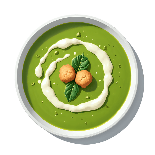 Free transparent PNG: Cream of Spinach Soup with Croutons  Free PNG Download for Food Bloggers and Recipe Creators