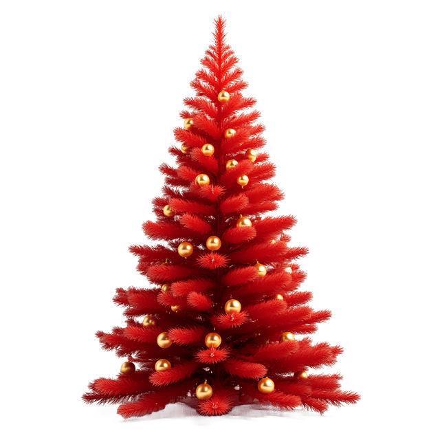 Free transparent PNG: Red Christmas Tree with Silver Tinsel and Golden Ornaments PNG Image for Holiday Decorations