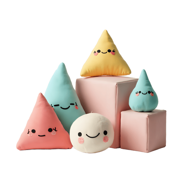 Free transparent PNG: Plush Geometric Shapes with Soft Pastel Fabrics and Embroidery for Nursery Decor