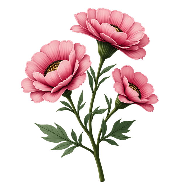 Free transparent PNG: Ranunculus Flowers in Pink Transparent PNG for Floral Design and Decor