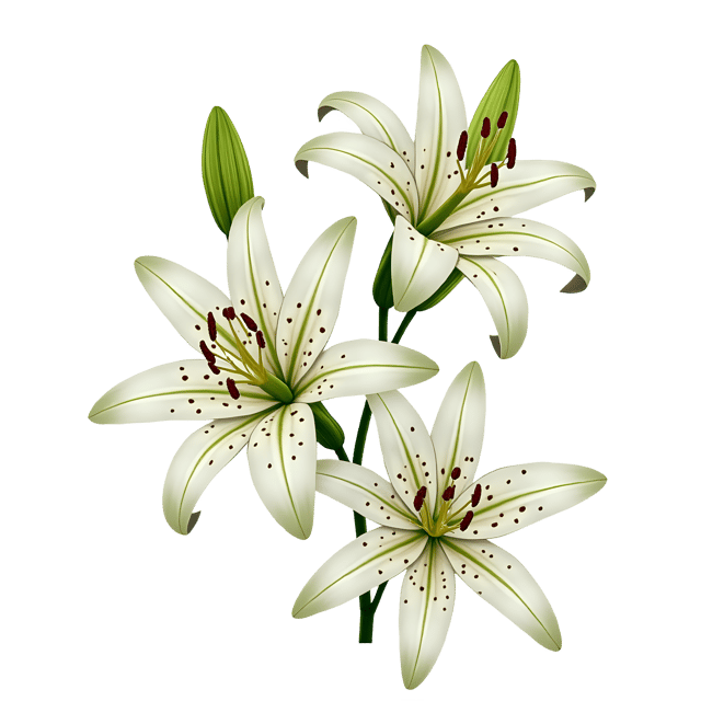 Free transparent PNG: Playful White Lilies with Starry Patterns PNG Transparent Background