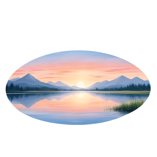 Free transparent PNG: Serene Sunset Over Tranquil Lake PNG Background for Nature and Relaxation Imagery