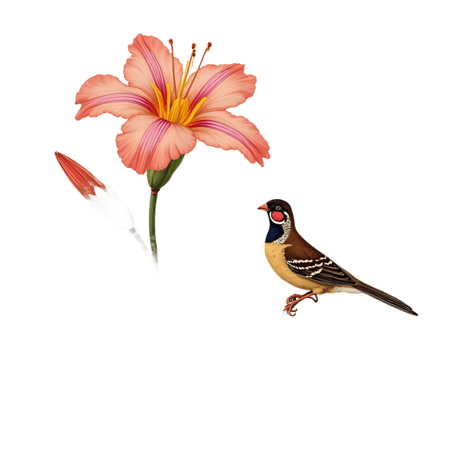 Free transparent PNG: Chinoiserie Iris and Quail  Decorative Clipart, free download png