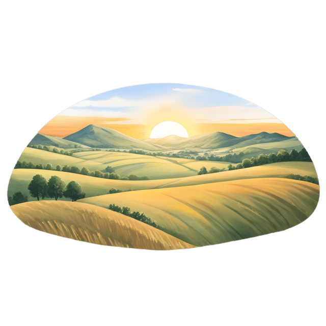 Free transparent PNG: Golden Sunset Rolling Hills PNG Transparent Background
