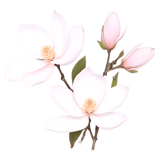Free transparent PNG: Magnolia Branches with Fragrant Blooms on Transparent Background PNG