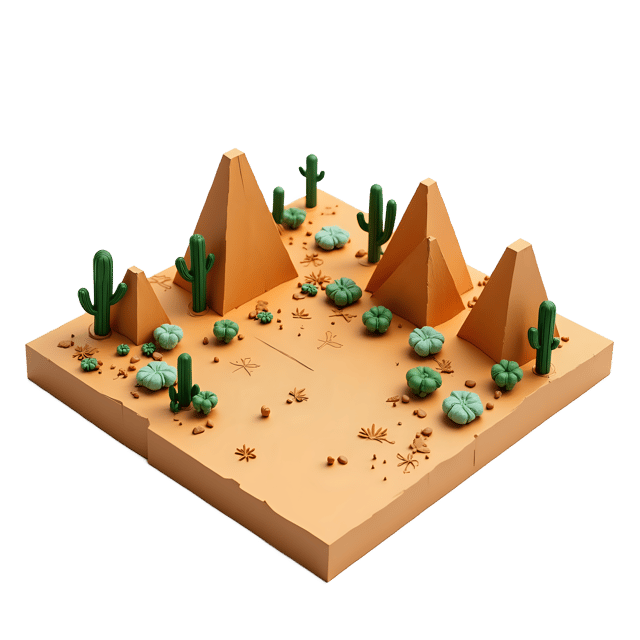 Free transparent PNG: Desert Landscape Diorama Art for Nature and Travel Projects