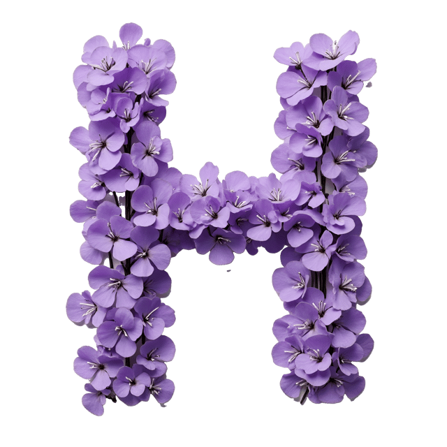 Free transparent PNG: Lavender H Blossom Letter PNG Design for Floral and Decorative Uses