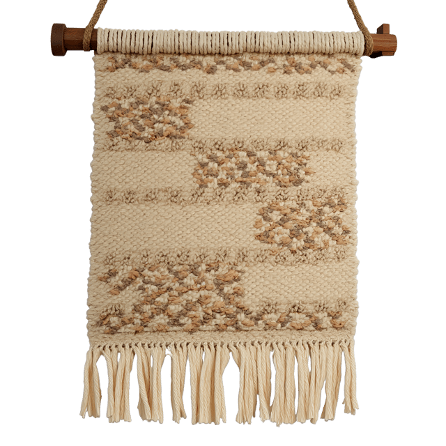 Free transparent PNG: Abstract Woven Wall Hanging with Natural Fibers and Abstract Patterns